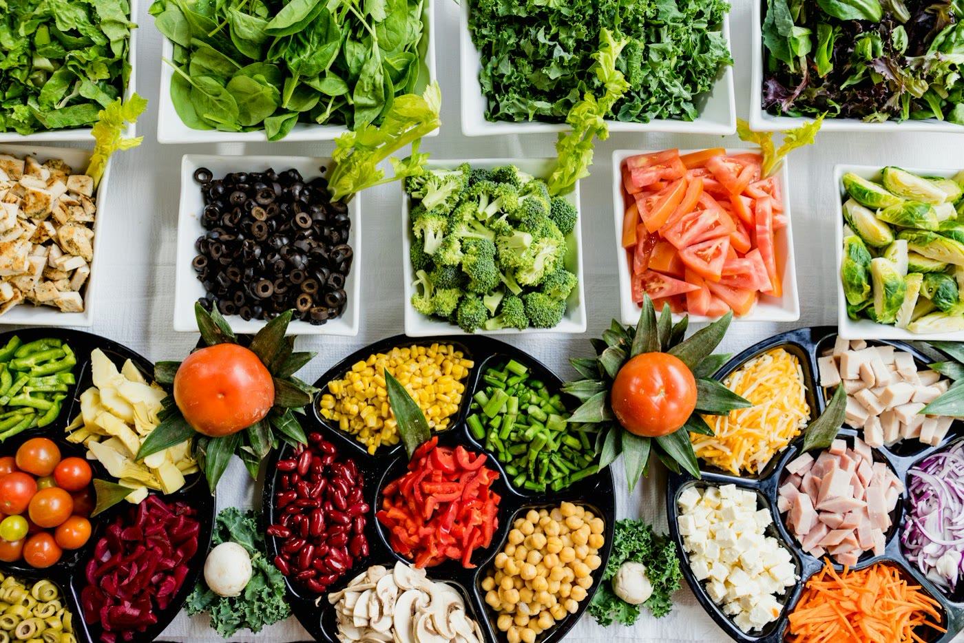 Fresh vegetables arranged for cooking